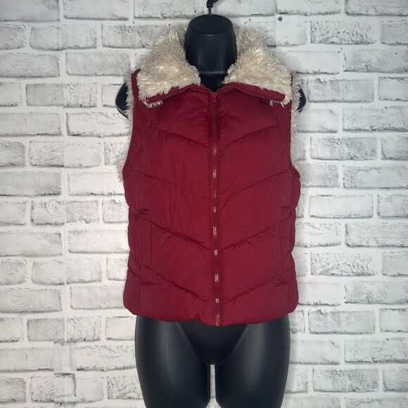Big Chill Zip Up Puffy Vest Fur Collar Size Small - Picture 1 of 4